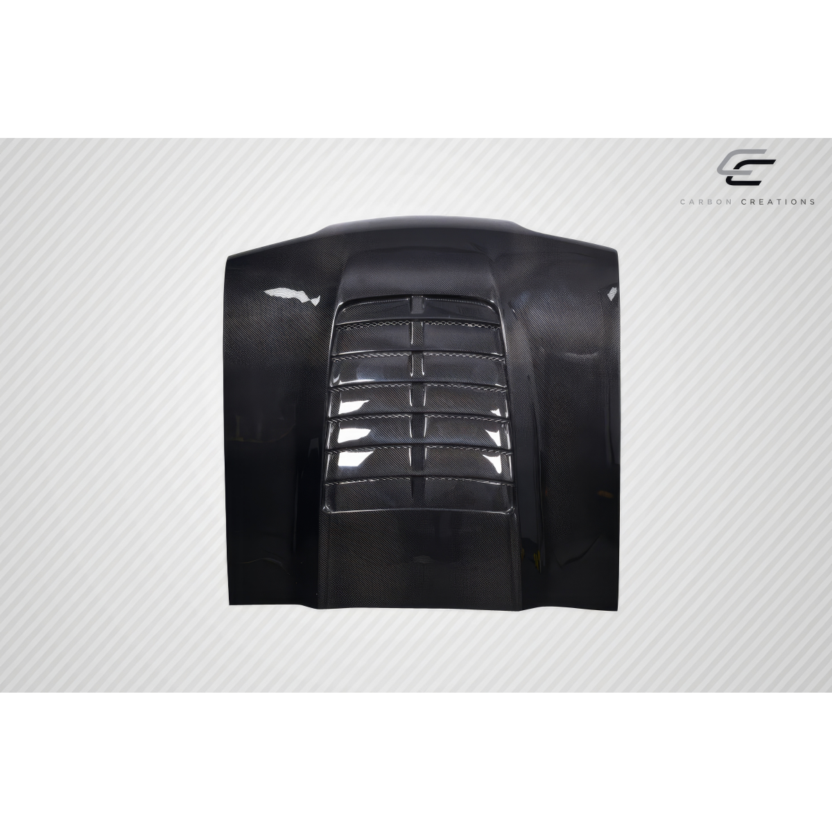 Modify your Ford Mustang 1987 with our Exterior/Hoods - Front view of carbon fiber hood at straightforward angle