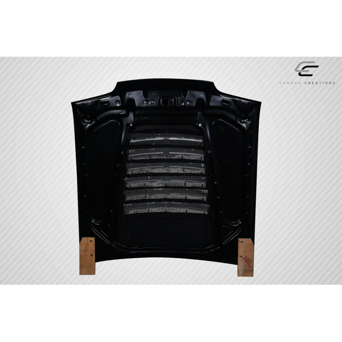 Modify your Ford Mustang 1987 with our Exterior/Hoods - Image is viewed from a straight on angle