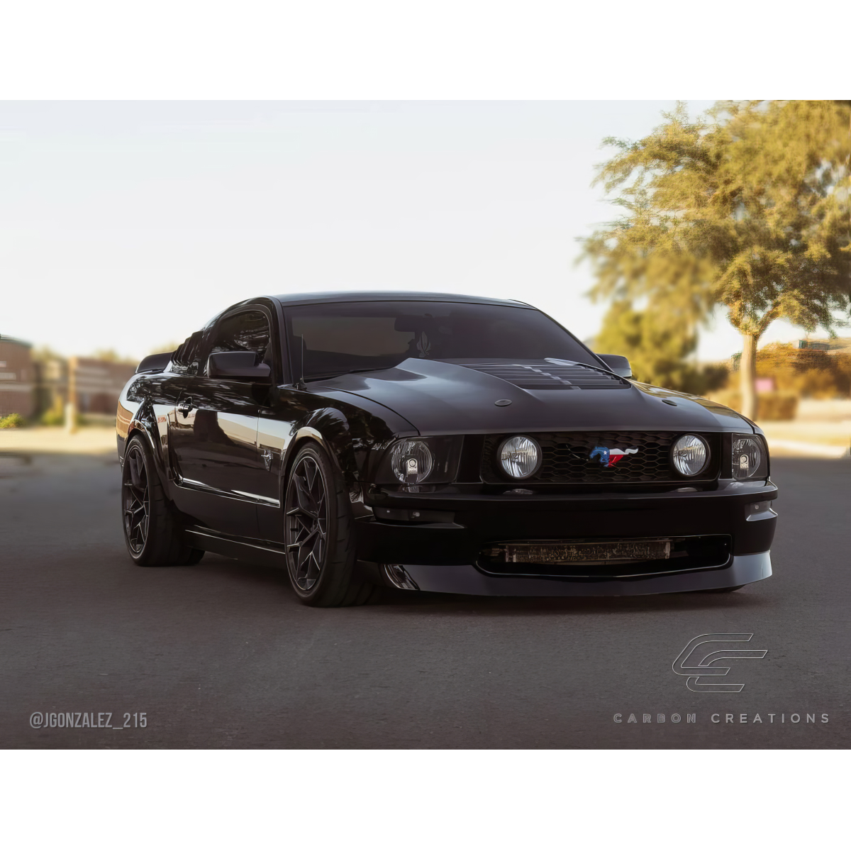 Modify your Ford Mustang 2005 with our Exterior/Hoods - Front three quarter angle of the vehicle