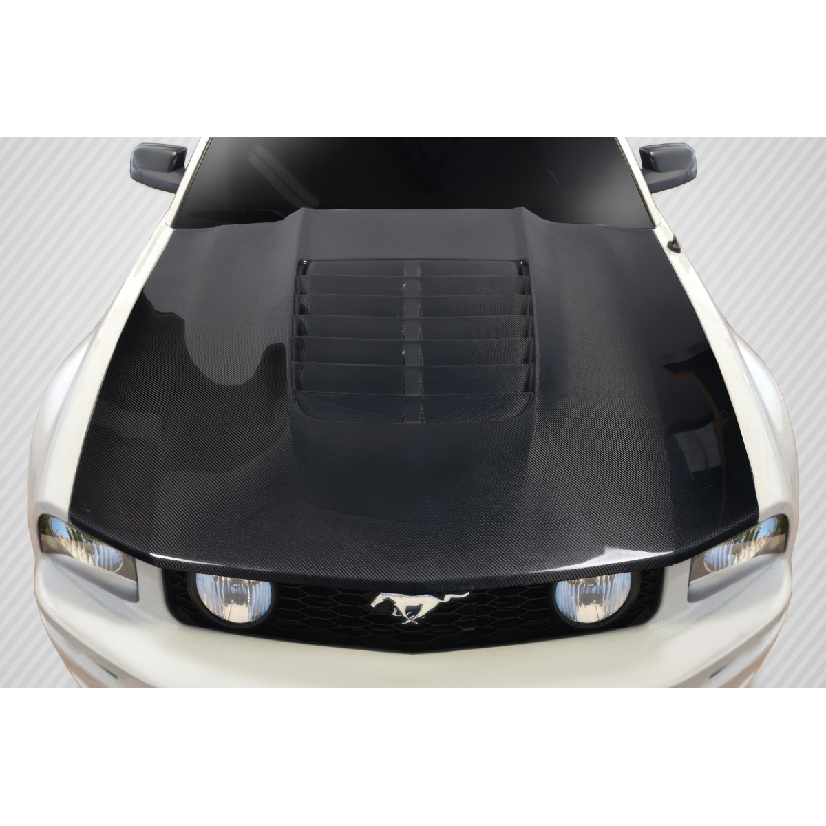 Modify your Ford Mustang 2005 with our Exterior/Hoods - Top view of 2005 to 2009 Ford Mustang hood