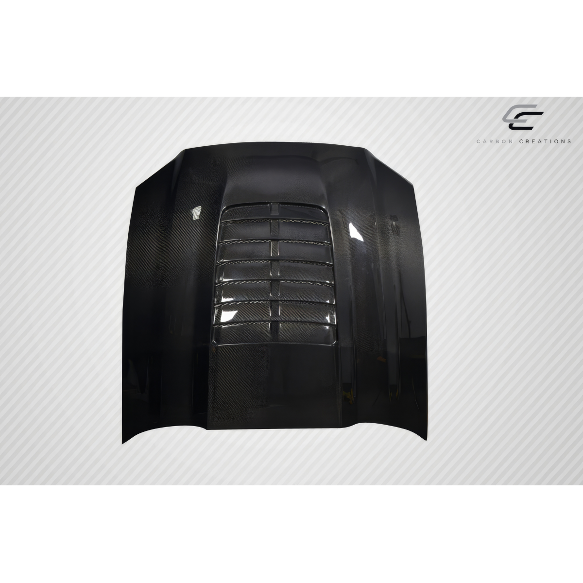 Modify your Ford Mustang 2013 with our Exterior/Hoods - Front view of carbon fiber hood