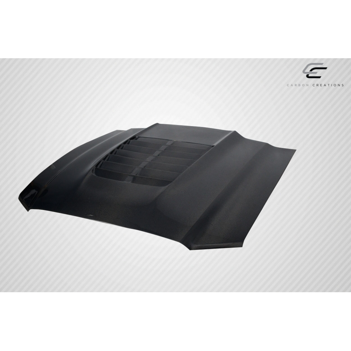 Modify your Ford Mustang 2013 with our Exterior/Hoods - Top down angle of carbon fiber hood