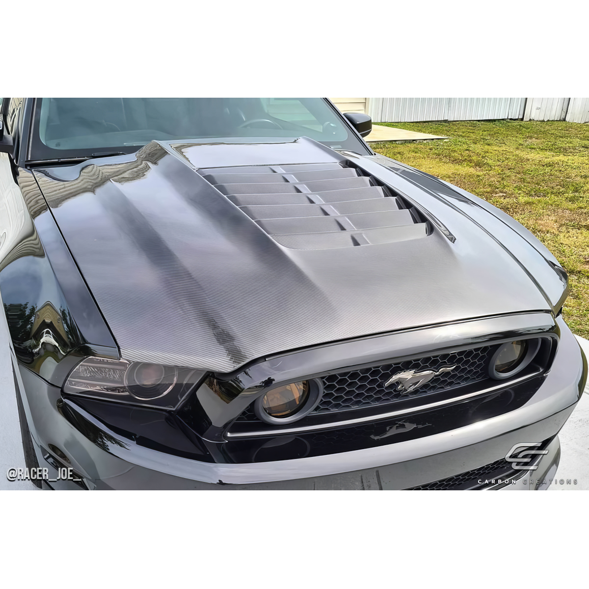 Modify your Ford Mustang 2013 with our Exterior/Hoods - Top down view of the vehicle hood