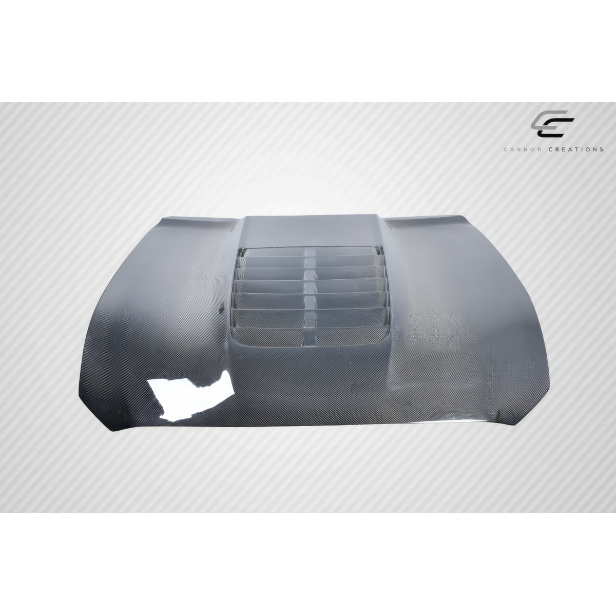 Modify your Ford Mustang 2015 with our Exterior/Hoods - Top view of carbon fiber hood from above