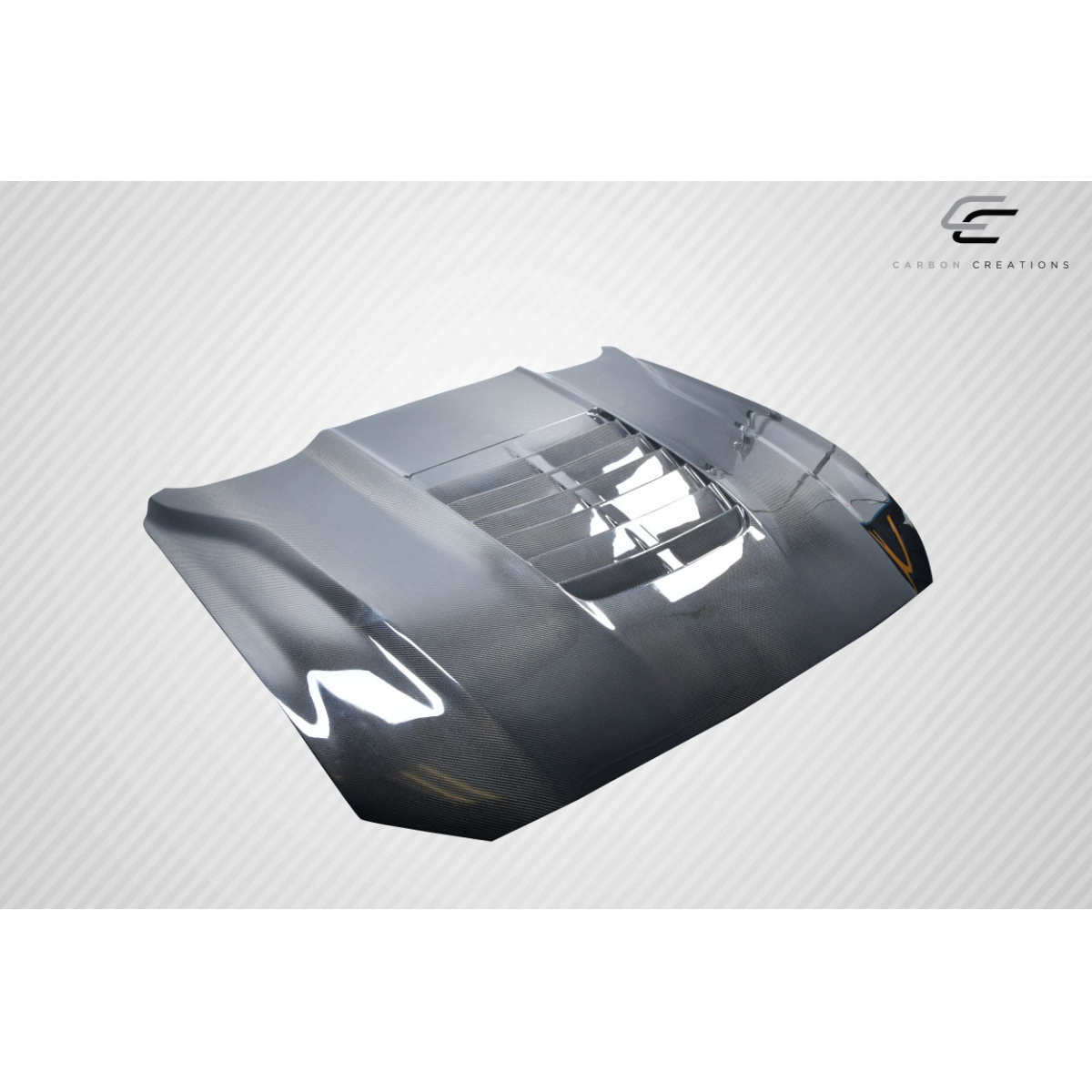 Modify your Ford Mustang 2018 with our Exterior/Hoods - Part viewed at a slight top angle right side