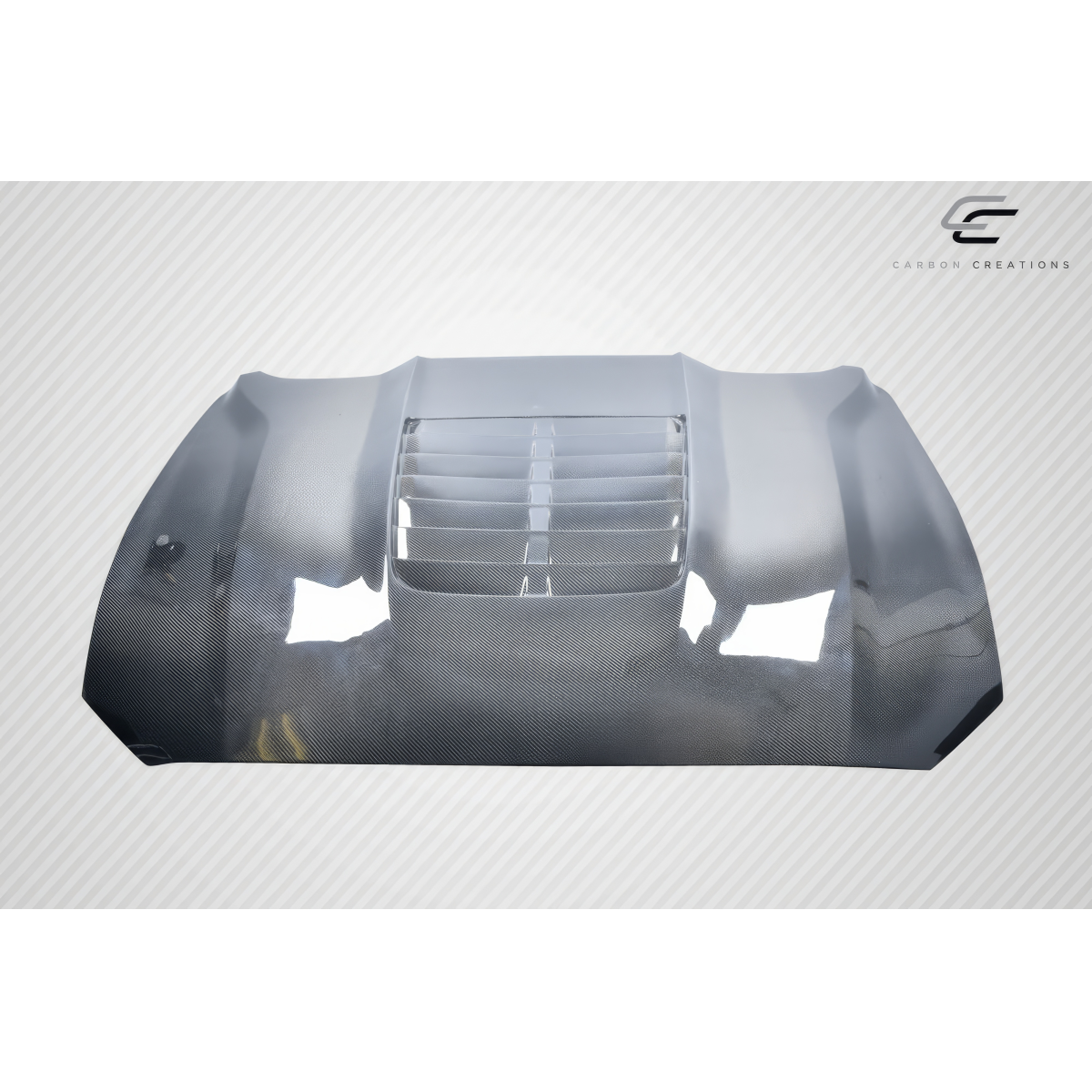 Modify your Ford Mustang 2018 with our Exterior/Hoods - Top down view of carbon fiber hood part