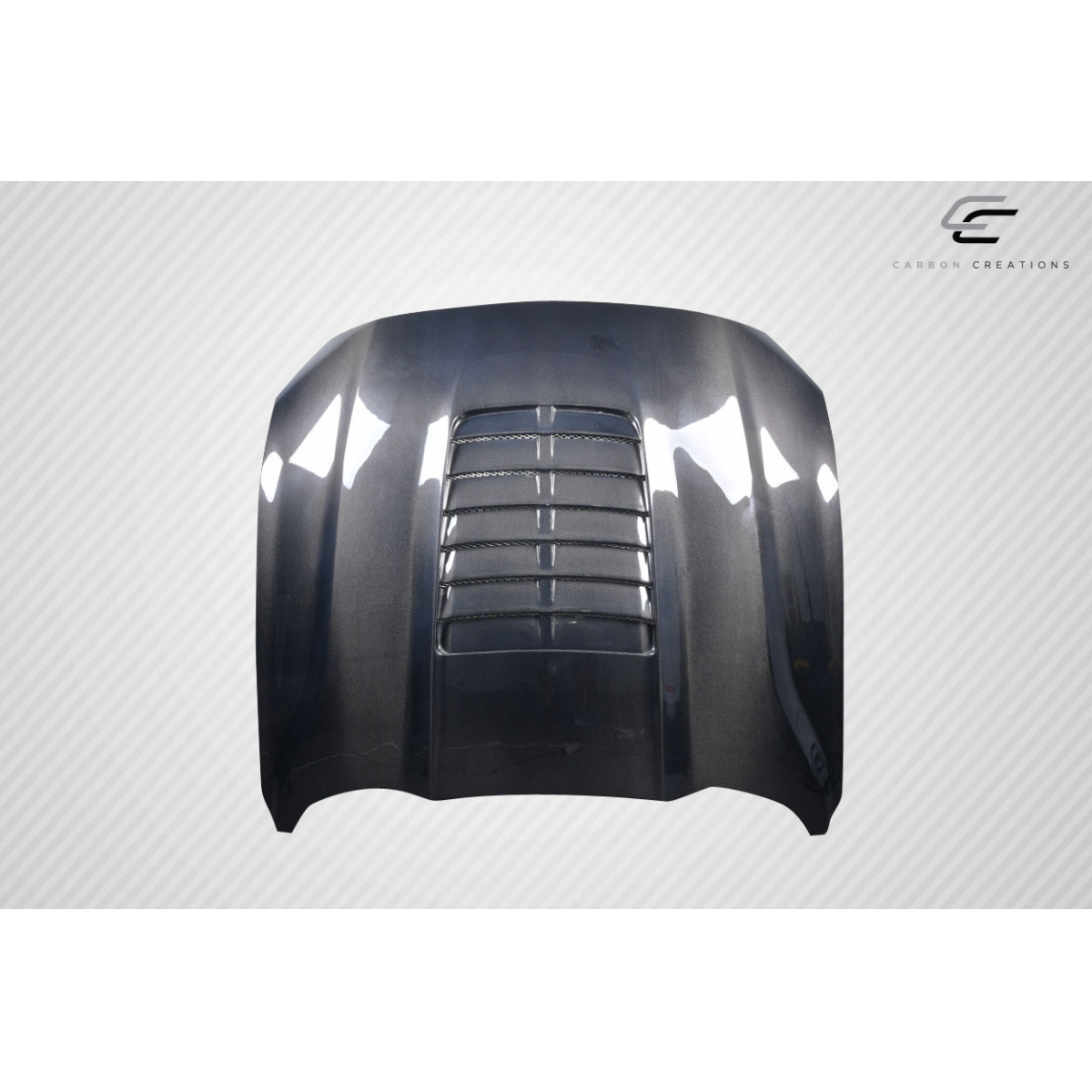 Modify your Ford Mustang 2018 with our Exterior/Hoods - Top down view of the hood at a slight angle