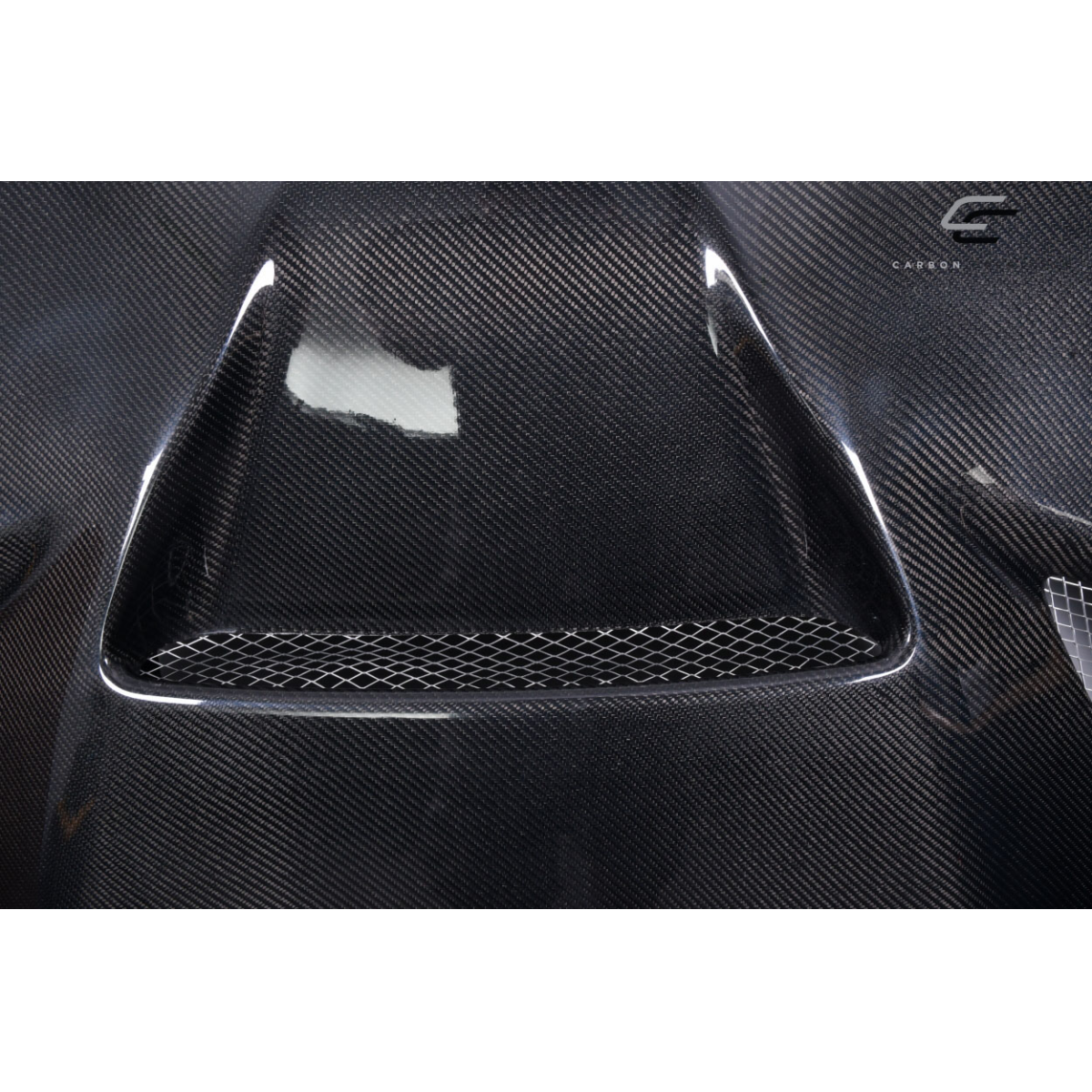 Modify your Jeep Cherokee 2011 with our Exterior/Hoods - Angled view showing hood grille and carbon fiber finish