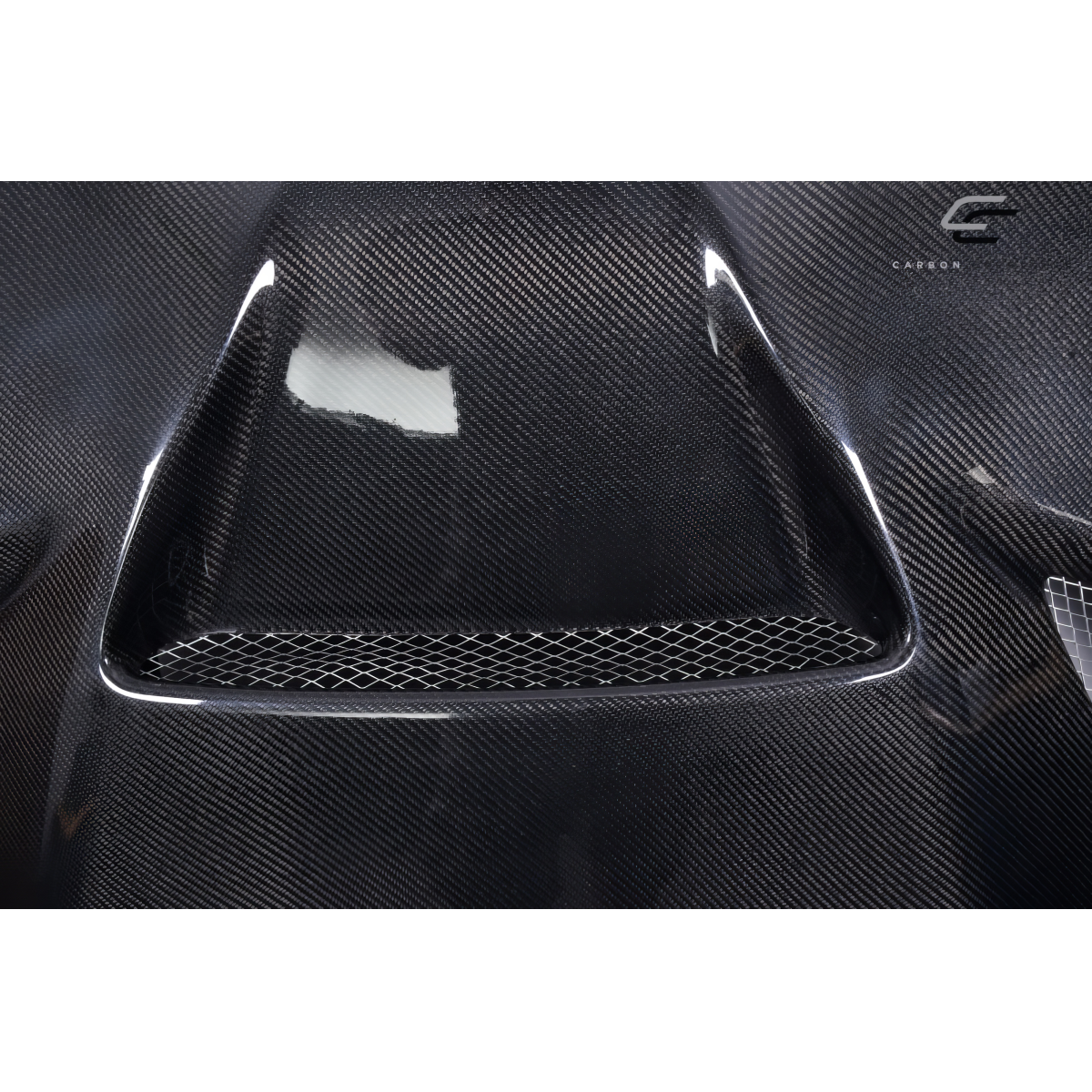 Modify your Jeep Cherokee 2011 with our Exterior/Hoods - Front view of carbon fiber hood at slight angle