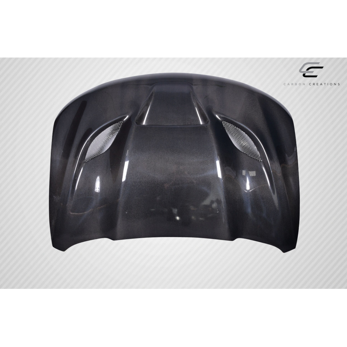 Modify your Jeep Cherokee 2011 with our Exterior/Hoods - Front view of the carbon fiber hood part