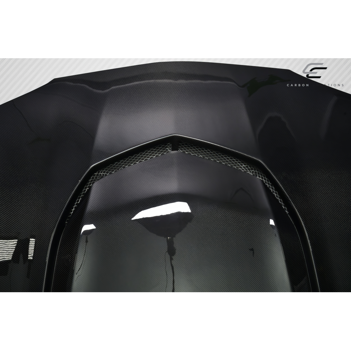 Modify your Chevrolet Camaro 1993 with our Exterior/Hoods - Top-down view of a carbon fiber hood panel