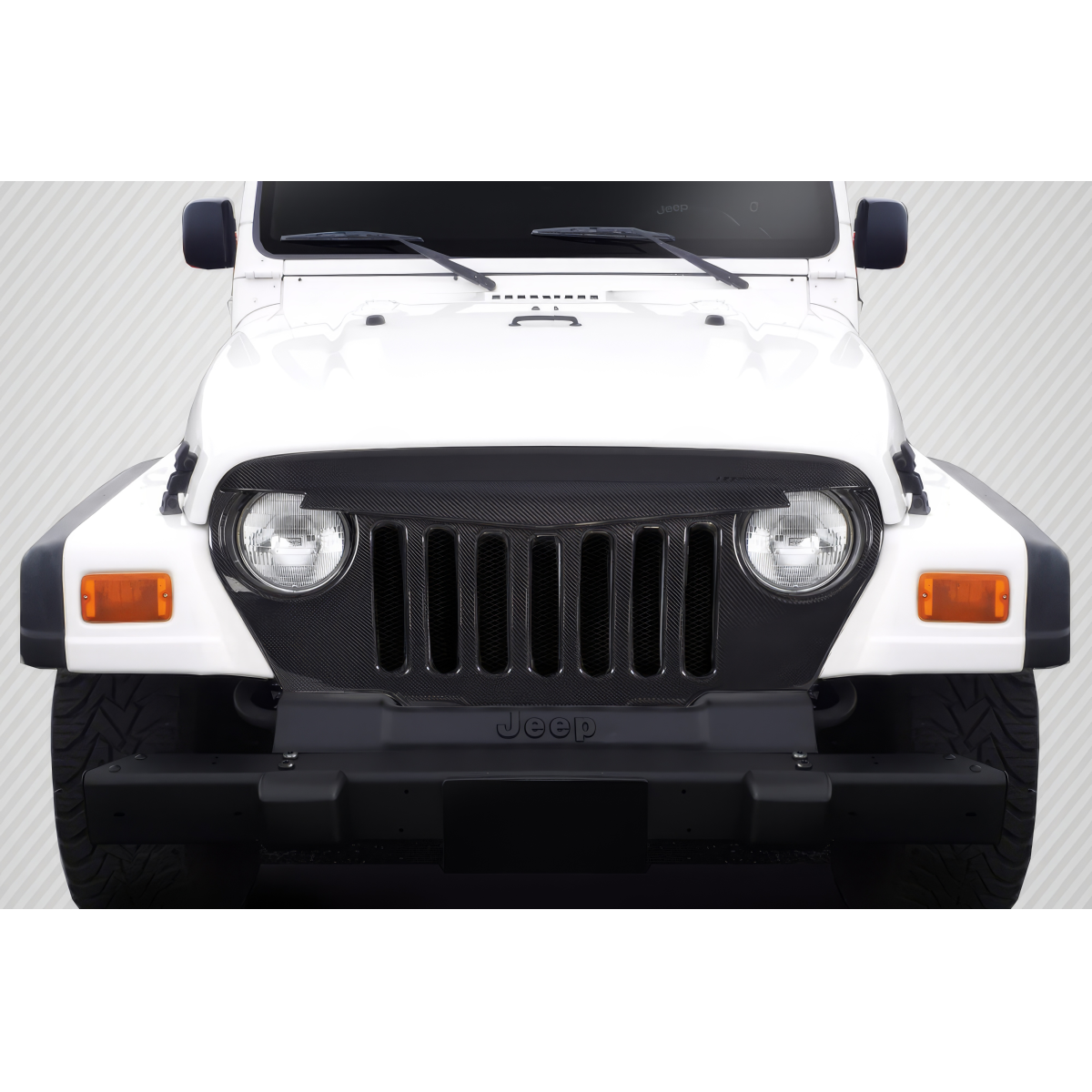 Modify your Jeep Wrangler 1997 with our Exterior/Grilles - Front view highlighted at eye level