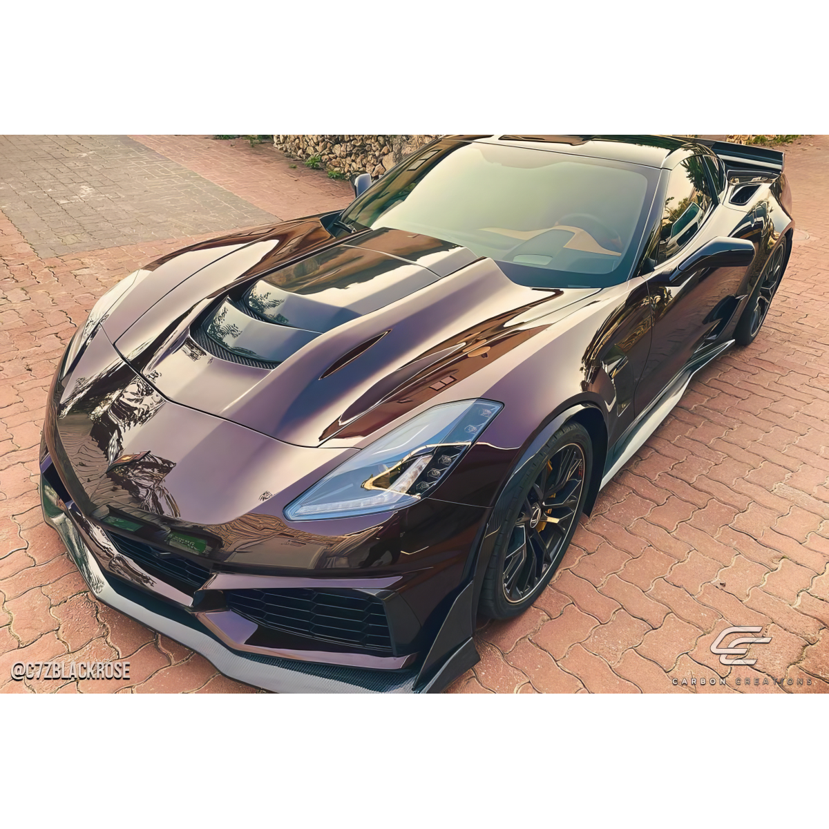 Modify your Chevrolet Corvette 2014 with our Exterior/Hoods - The image shows a vehicle from a top angle