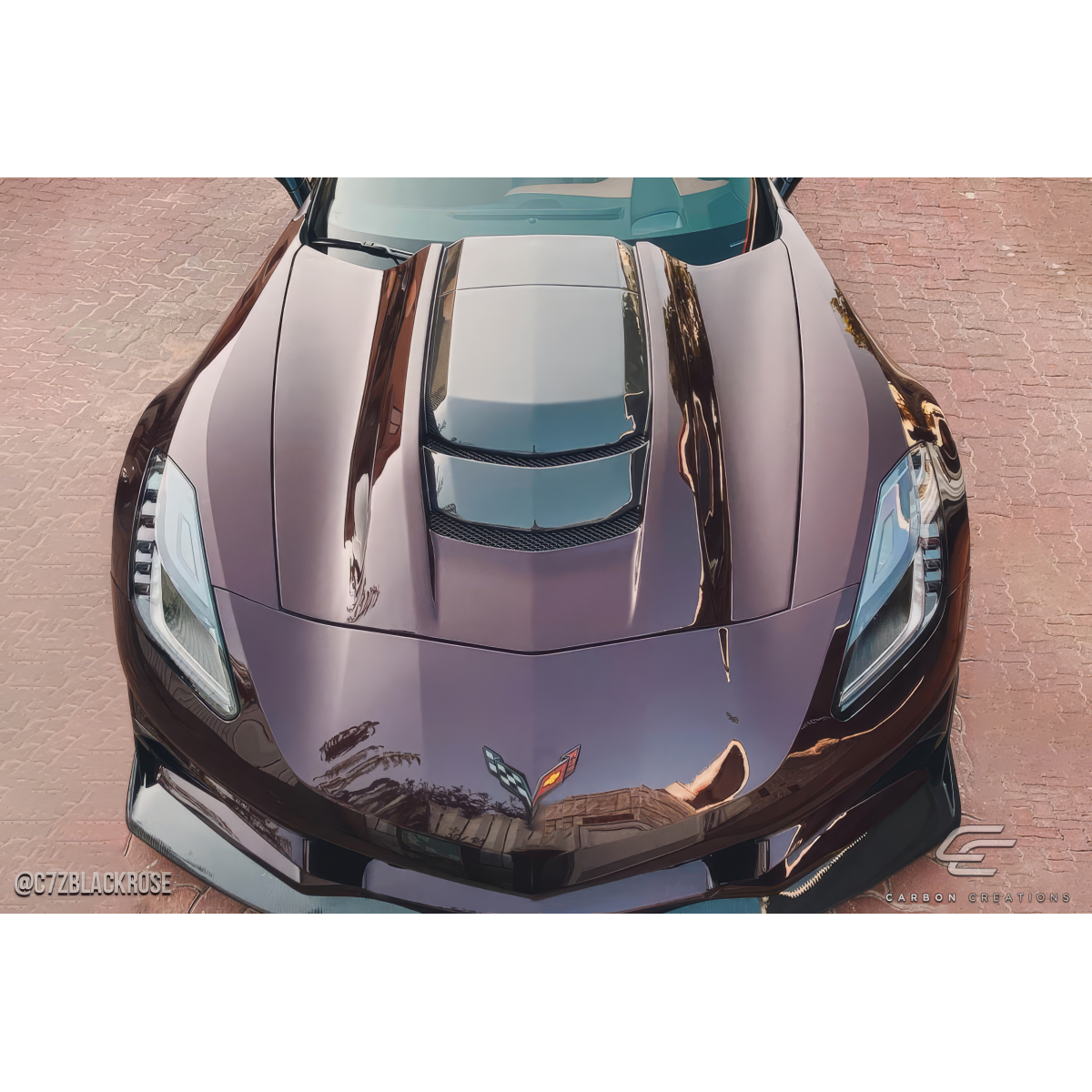 Modify your Chevrolet Corvette 2014 with our Exterior/Hoods - Top down view of the car hood