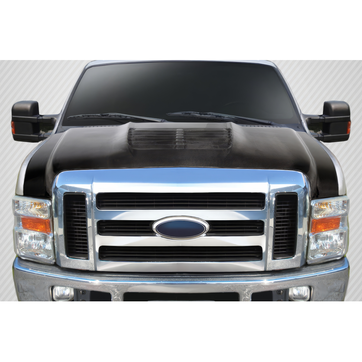 Modify your Ford F-250 Super Duty 2008 with our Exterior/Hoods - Front view of hood at a straight angle