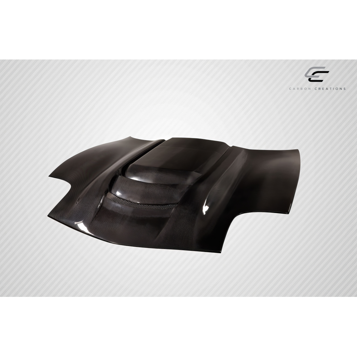 Modify your Chevrolet Corvette 1997 with our Exterior/Hoods - Front top view of carbon fiber hood at slight angle