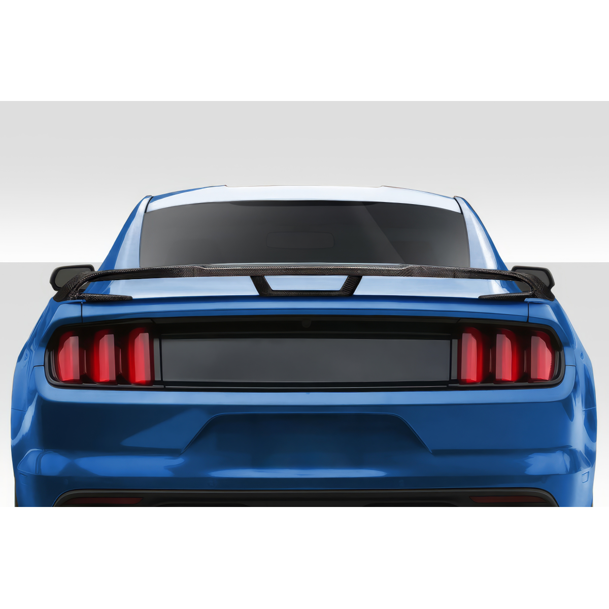 Modify your Ford Mustang 2015 with our Exterior/Wings - Rear angle view of the car showing the spoiler