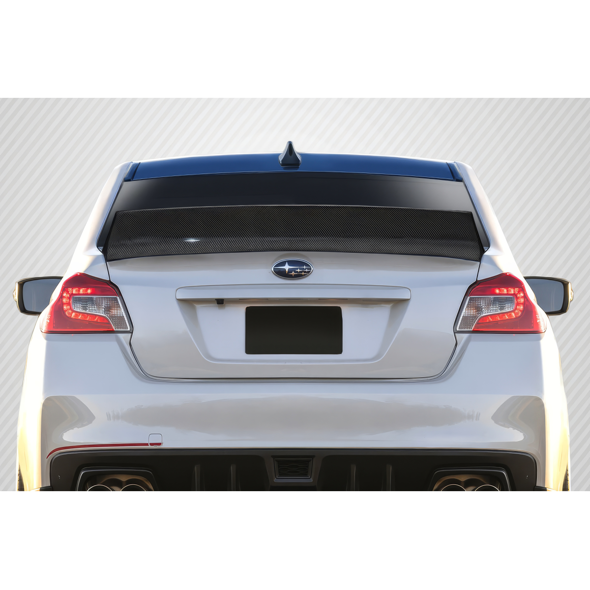 Modify your Subaru WRX 2015 with our Exterior/Wings - Rear view of a car with a slightly elevated angle