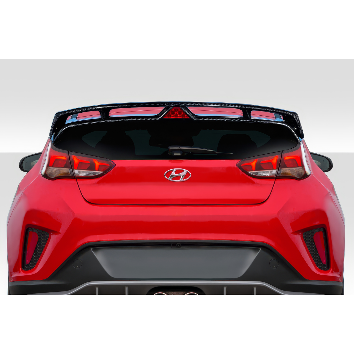 Modify your Hyundai Veloster 2019 with our Exterior/Wings - Rear view at a straight angle showing rear wing
