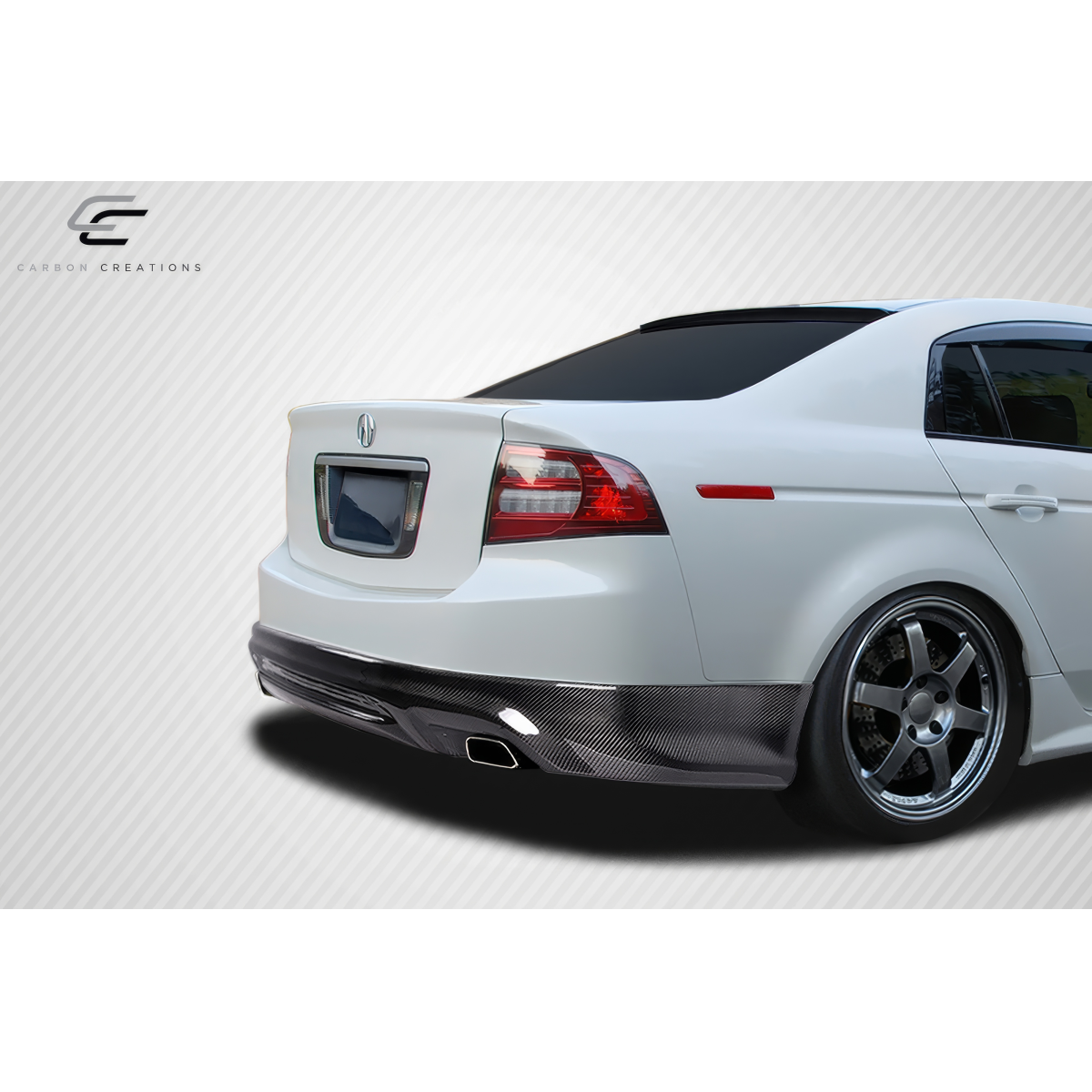 Modify your Acura TL 2004 with our Exterior/Rear Lips - Rearview angle showcasing carbon fiber lip design