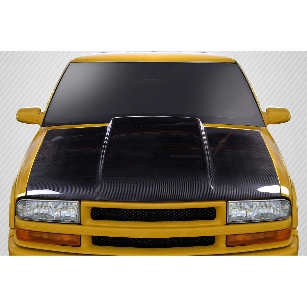 Modify your Chevrolet Blazer 1994 with our Exterior/Hoods - Front view of vehicle hood at a slight angle