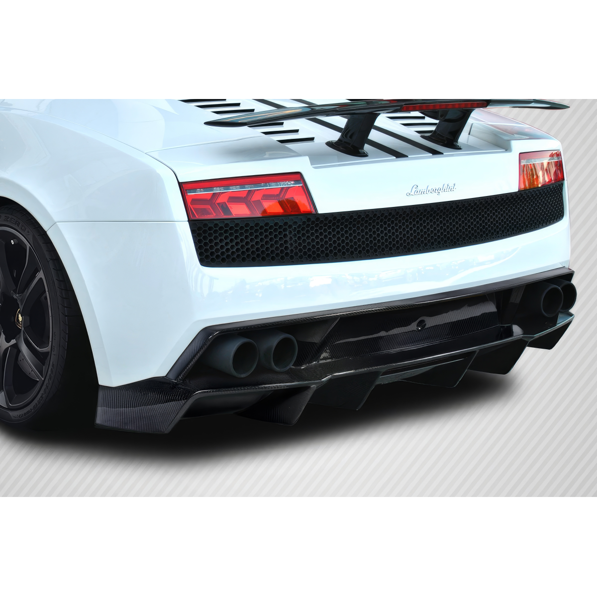 Modify your Lamborghini Gallardo 2009 with our Exterior/Diffusers - Rear angle view shows diffuser and exhaust tips