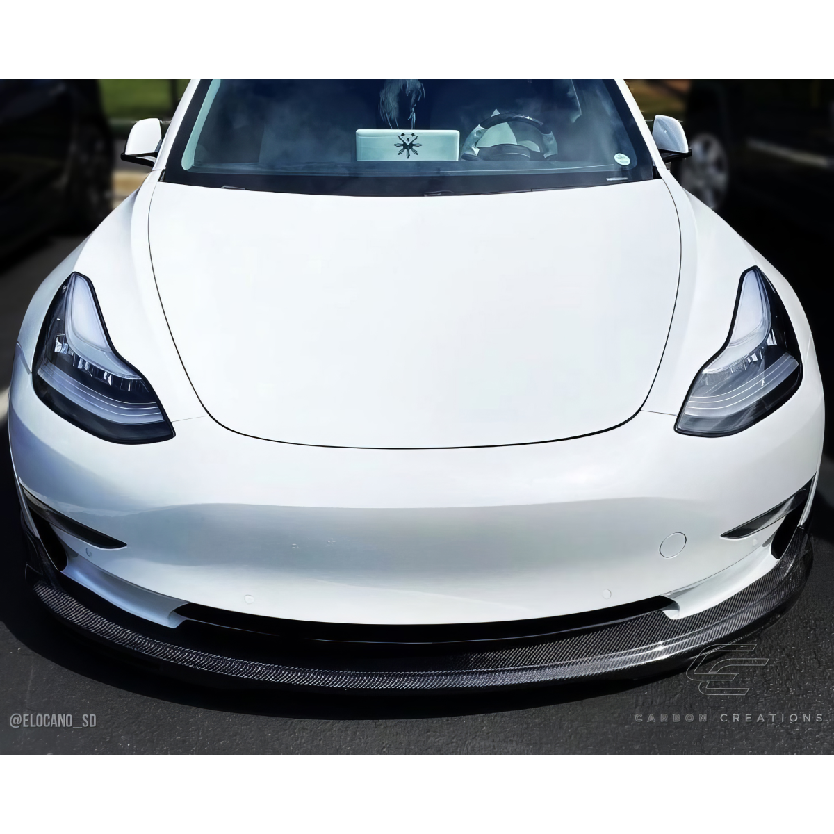 Modify your Tesla 3 2018 with our Exterior/Front Bumpers or Lips - Front view angle of the Tesla Model 3