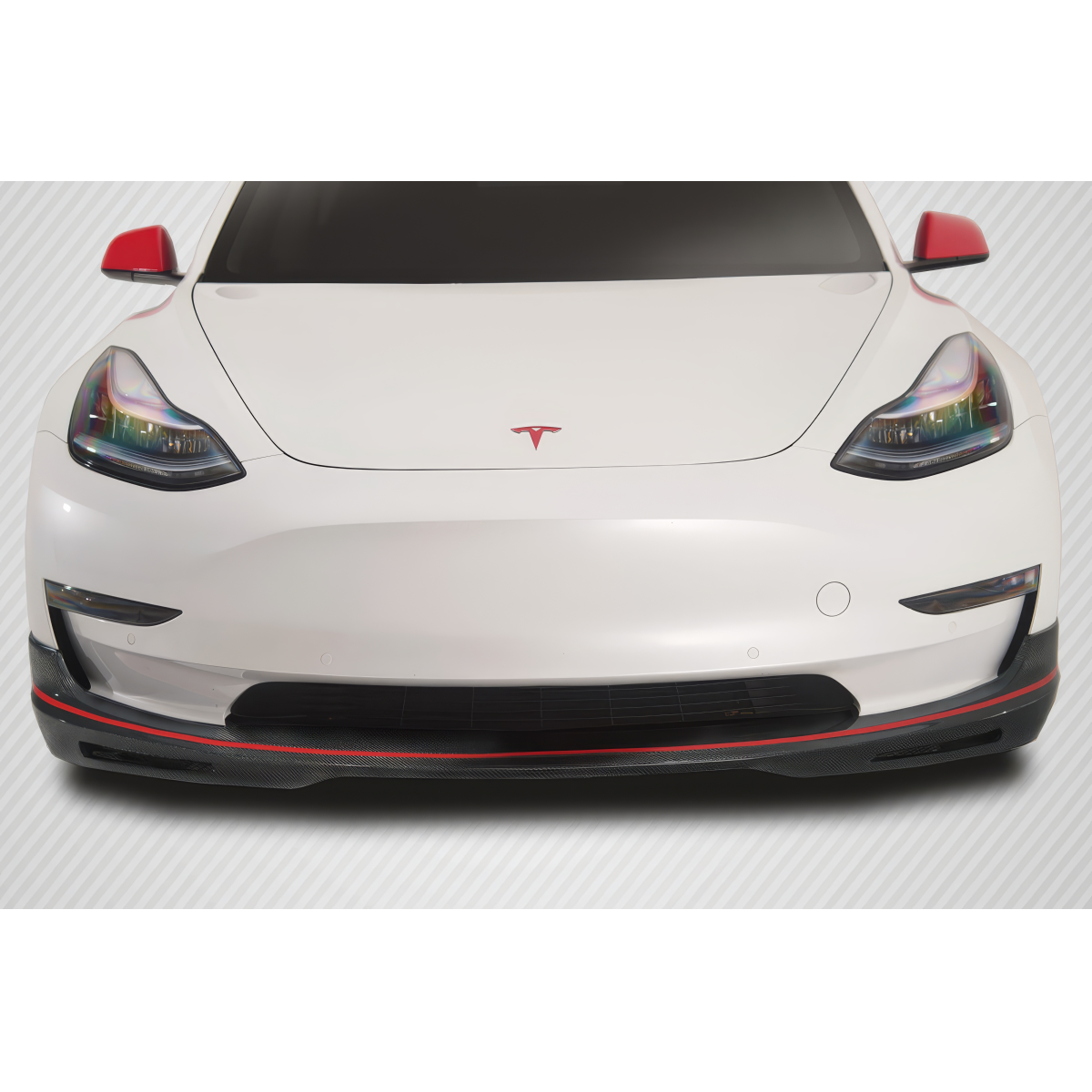 Modify your Tesla 3 2018 with our Exterior/Front Bumpers or Lips - Front view of the vehicle head-on