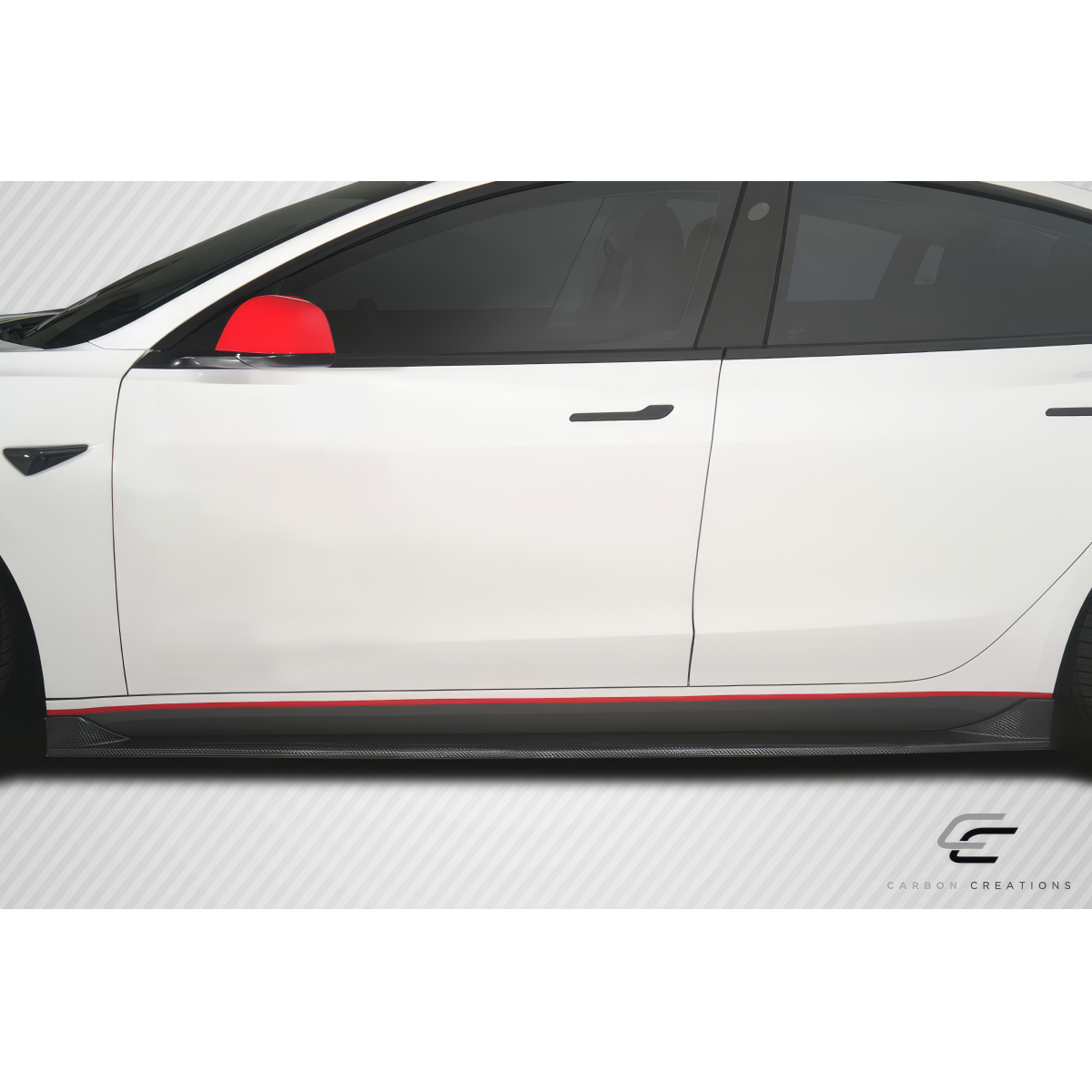 Modify your Tesla 3 2018 with our Exterior/Side Skirts - Side profile view of vehicle part