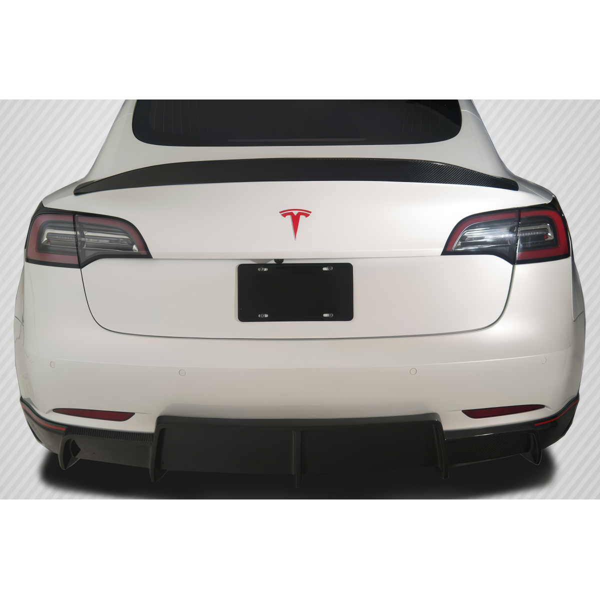 Modify your Tesla 3 2018 with our Exterior/Complete Body Kits - Rear view of Tesla Model 3 showing body kit