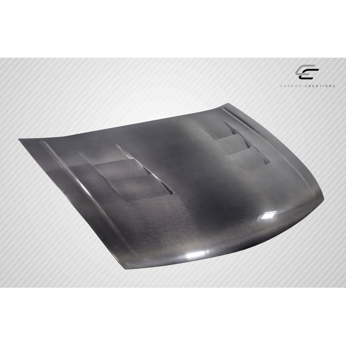 Modify your Honda Accord 2008 with our Exterior/Hoods - Angled view of a carbon fiber hood