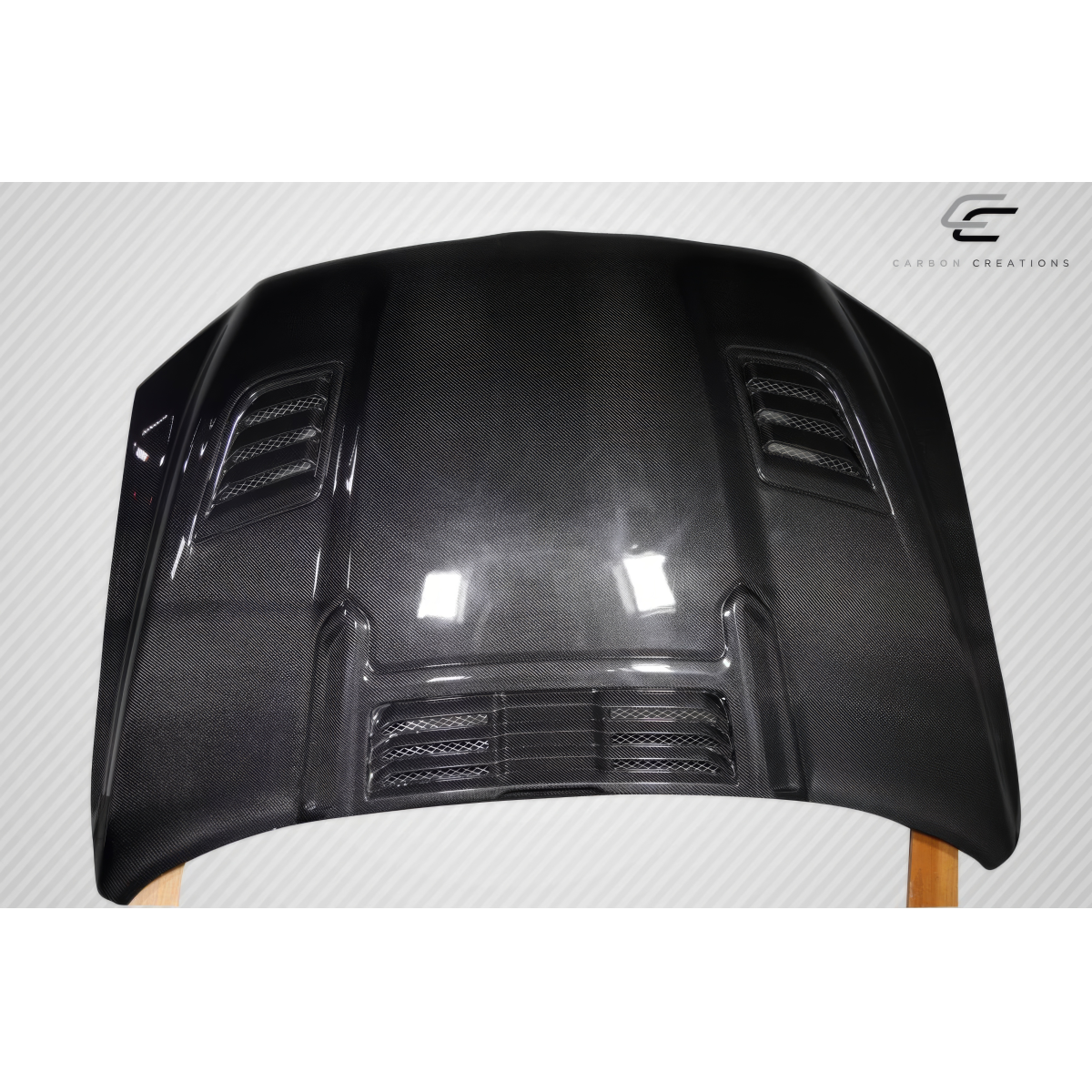 Modify your Dodge Ram 2019 with our Exterior/Hoods - Top down view of carbon fiber hood