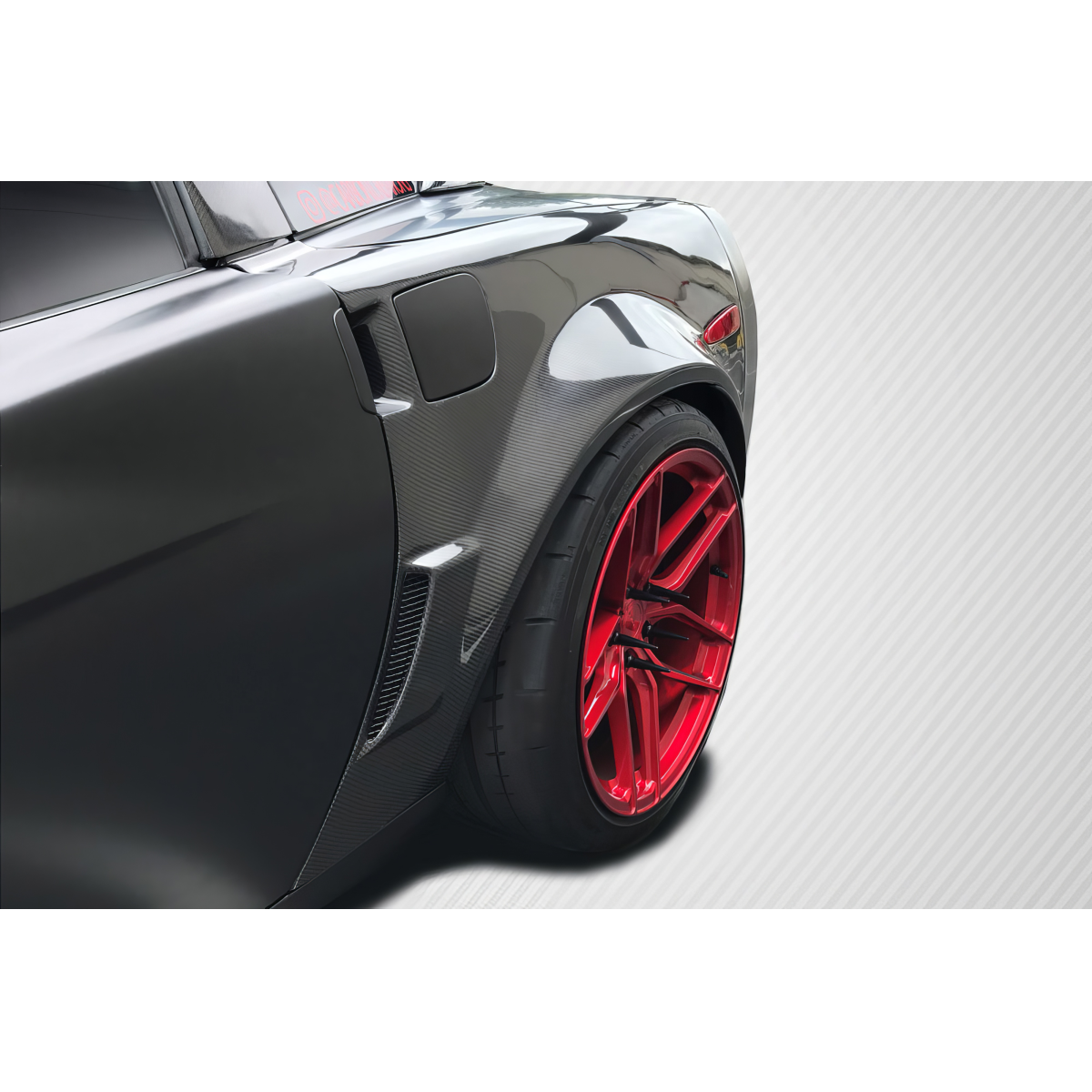 Modify your Chevrolet Corvette 2005 with our Exterior/Fenders - Rear angle view of carbon fiber fender