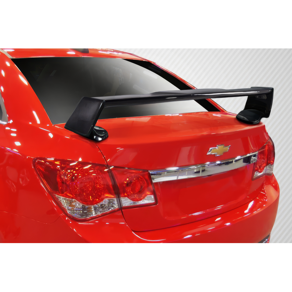 Modify your Chevrolet Cruze 2011 with our Exterior/Wings - Rear view angle of a car wing spoiler