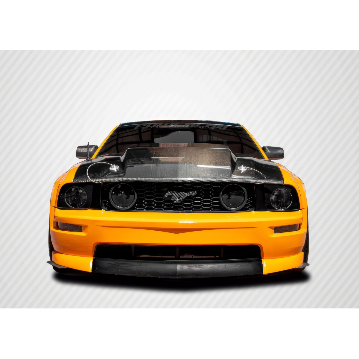 Modify your Ford Mustang 2005 with our Exterior/Hoods - Front view of vehicle at zero degree angle