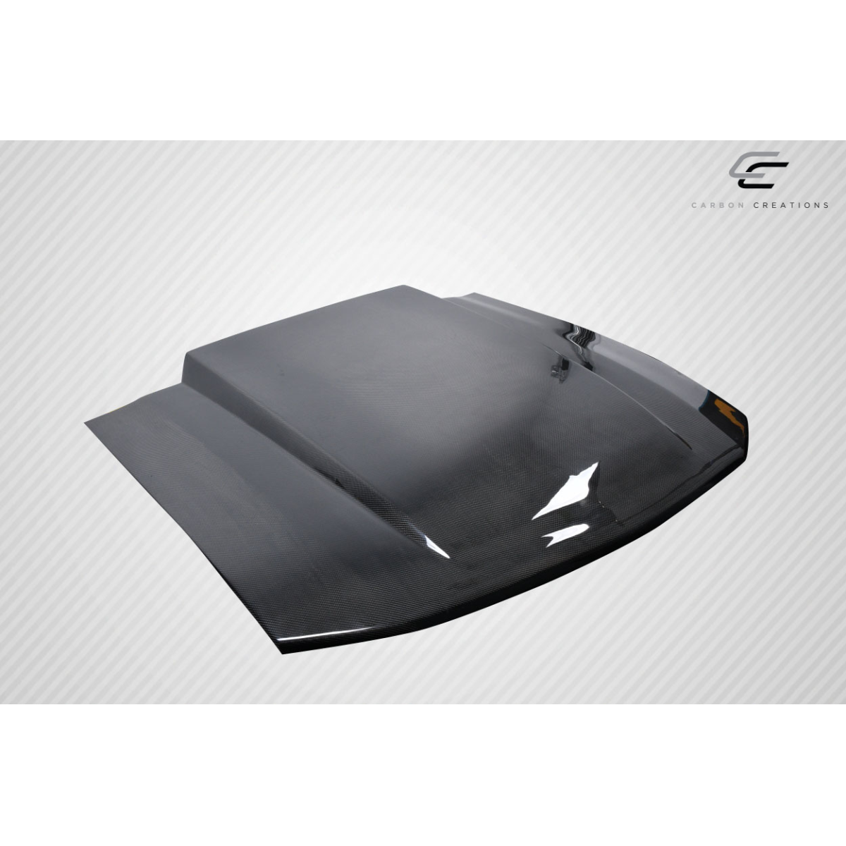 Modify your Ford Mustang 2005 with our Exterior/Hoods - Top angle view of carbon fiber hood