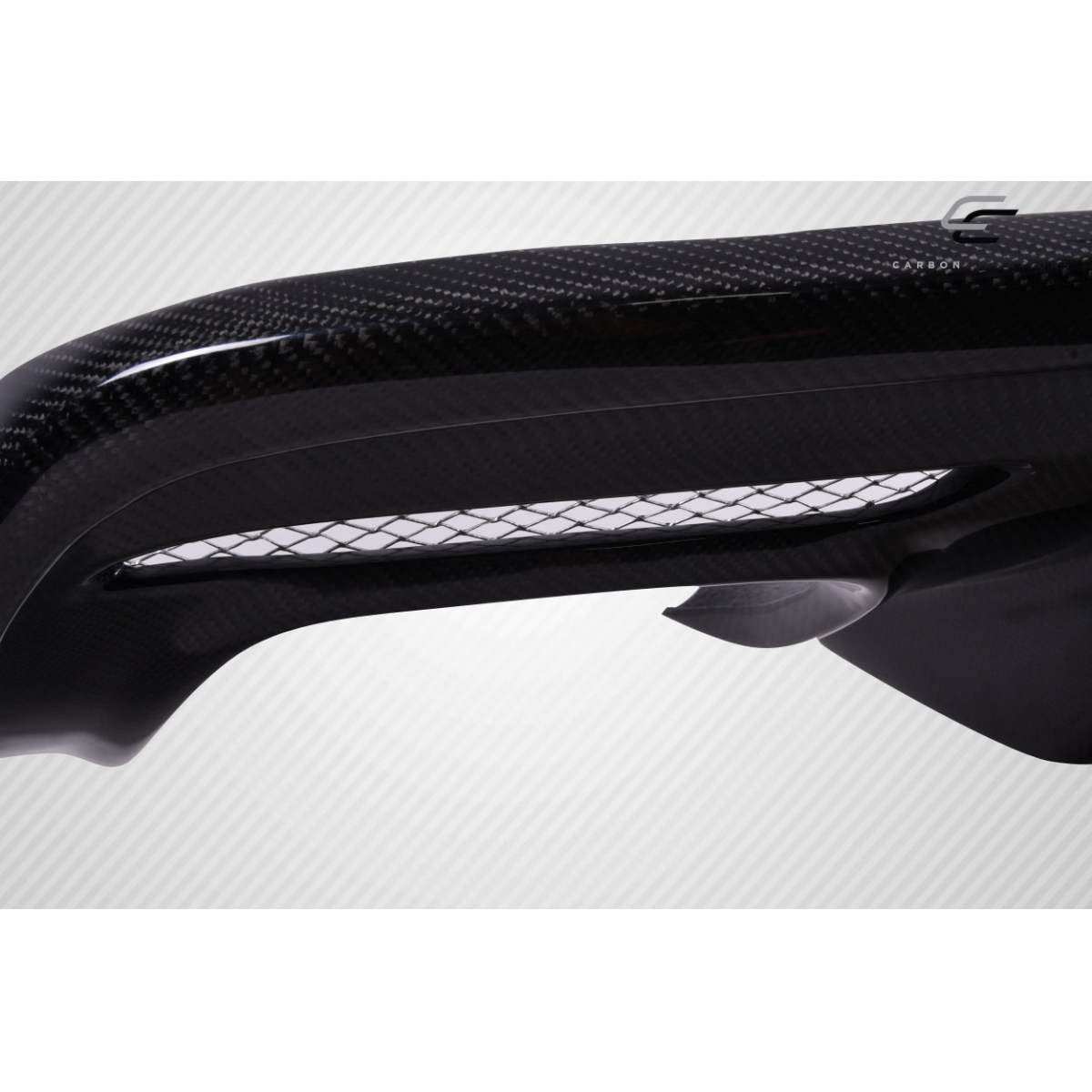 Modify your Ford Mustang 2015 with our Exterior/Diffusers - Angled view of a carbon fiber rear diffuser