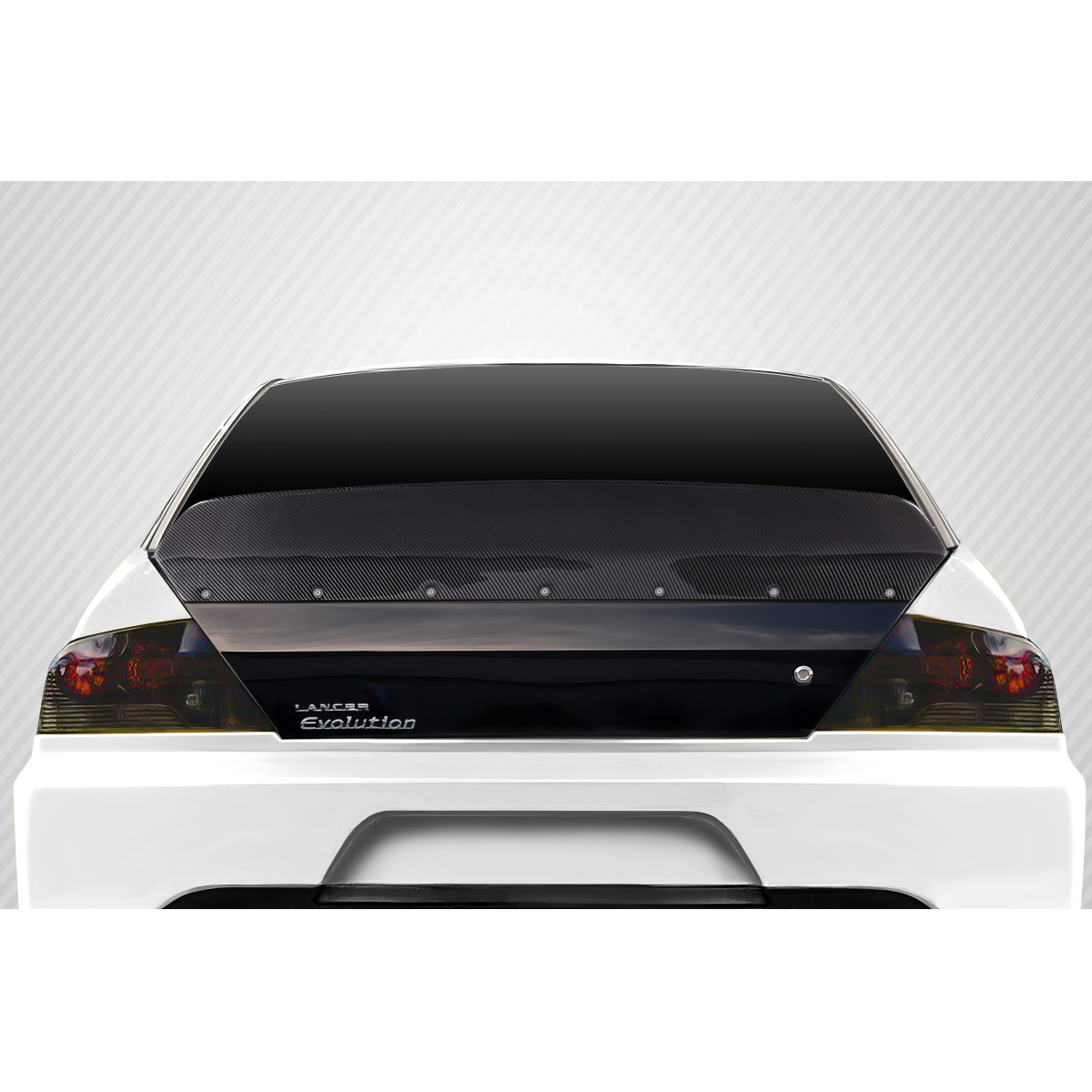 Modify your Mitsubishi Evolution 2002 with our Exterior/Wings - Rear view of the spoiler at a straight angle