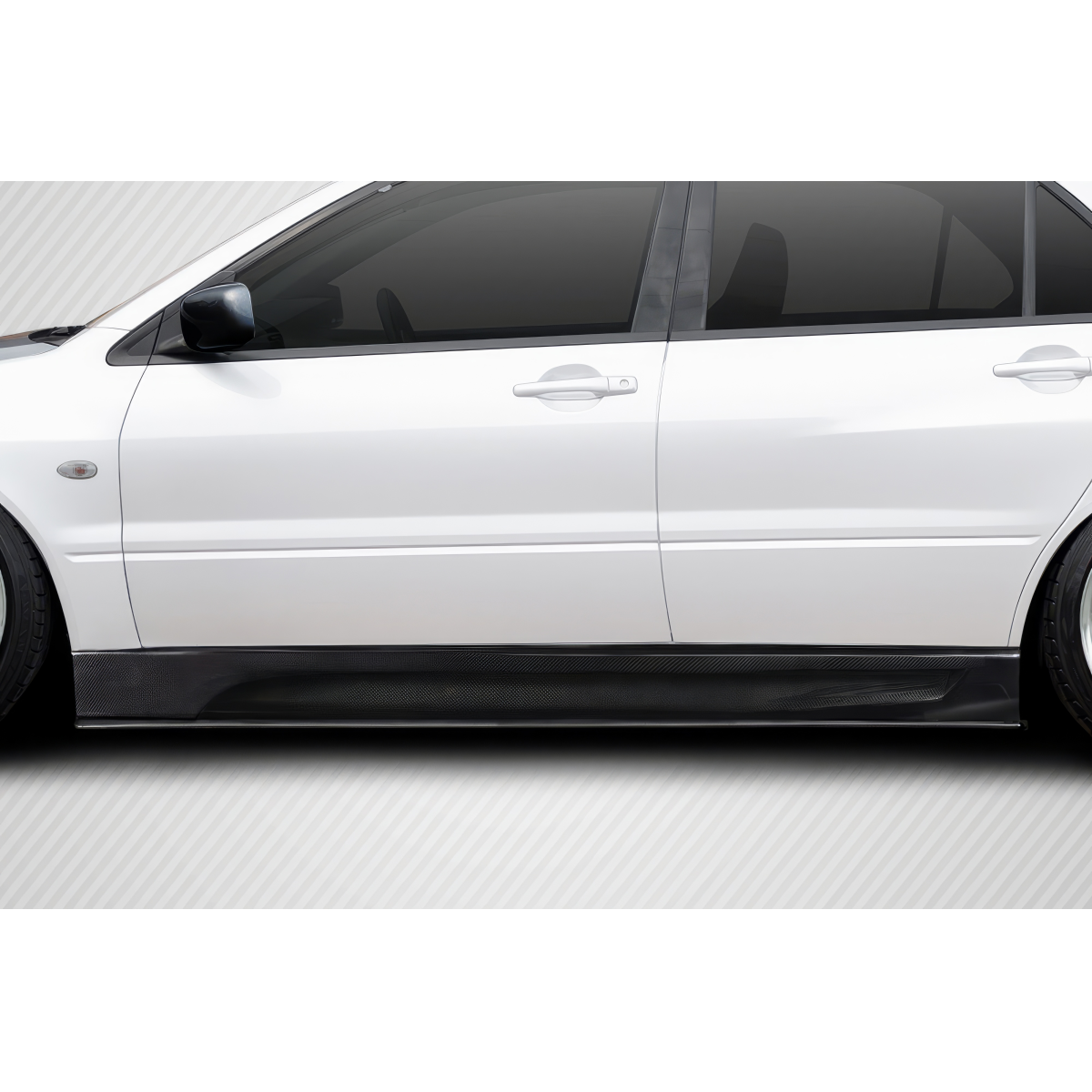 Modify your Mitsubishi Evolution 2003 with our Exterior/Side Skirts - Angle shows side view of car and part