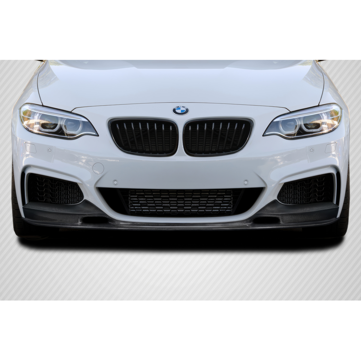 Modify your BMW 2-Series 2014 with our Exterior/Front Bumpers or Lips - Frontal view showing carbon fiber lip design