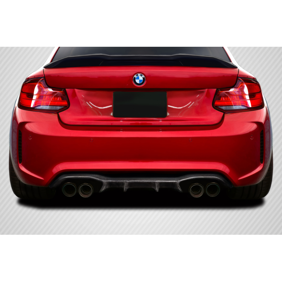 Modify your BMW M2 2016 with our Exterior/Diffusers - Rear view of vehicle showing diffuser at a high angle