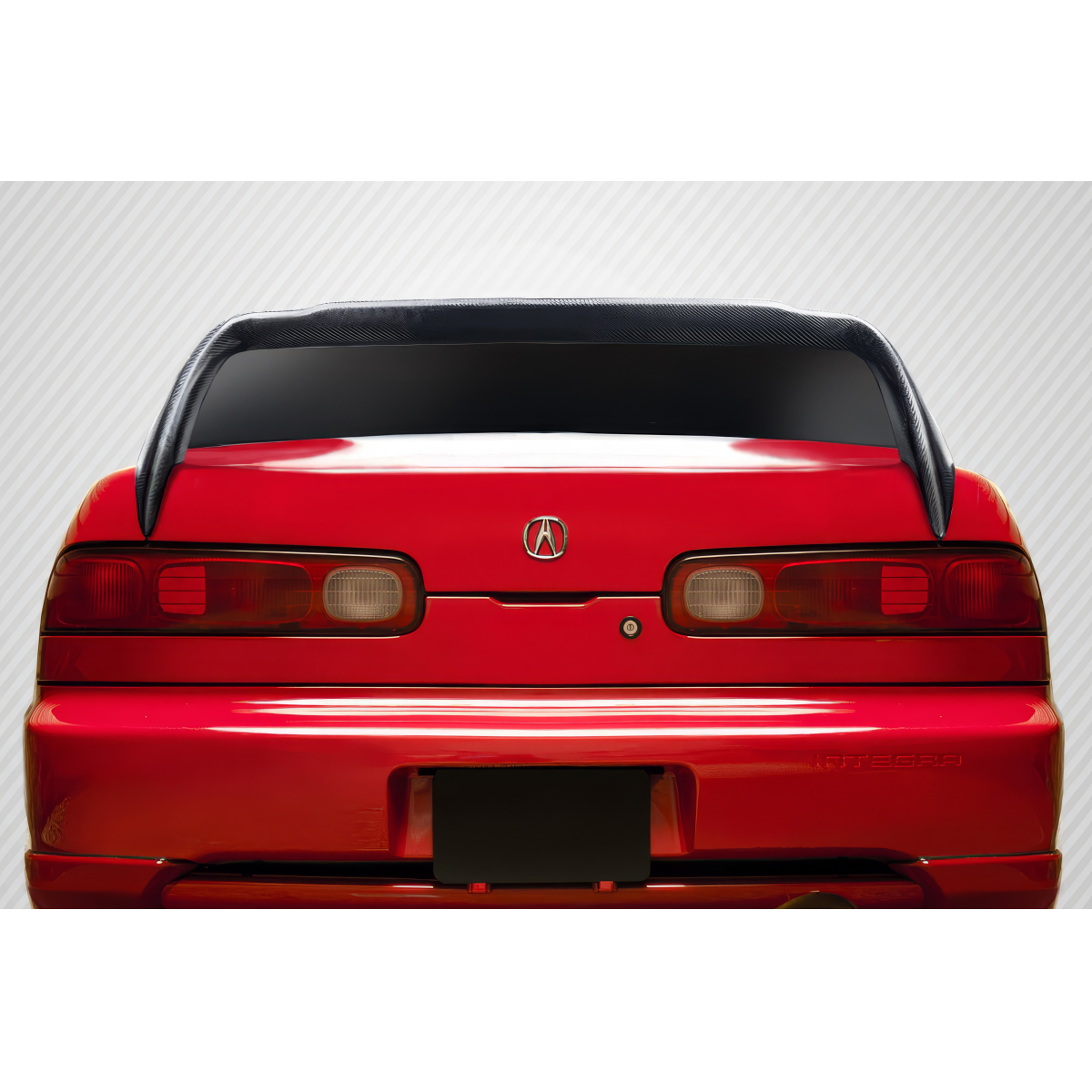 Modify your Acura Integra 1994 with our Exterior/Wings - Rear view angle of car showing spoiler details
