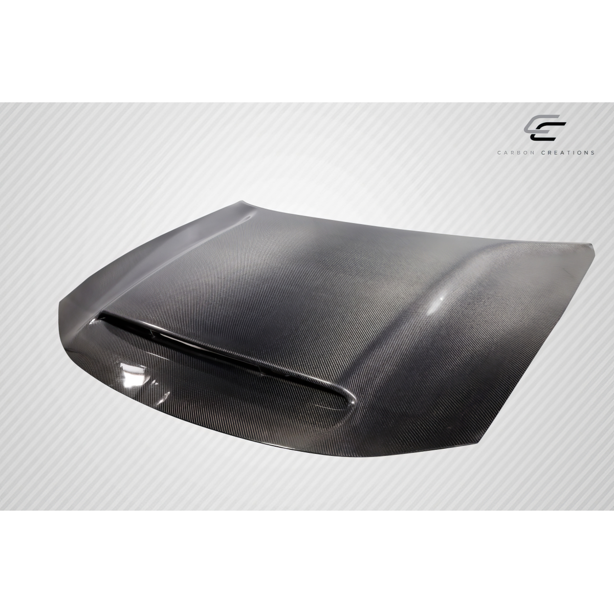 Modify your Dodge Charger 2015 with our Exterior/Hoods - Angled view showcasing carbon fiber hood design