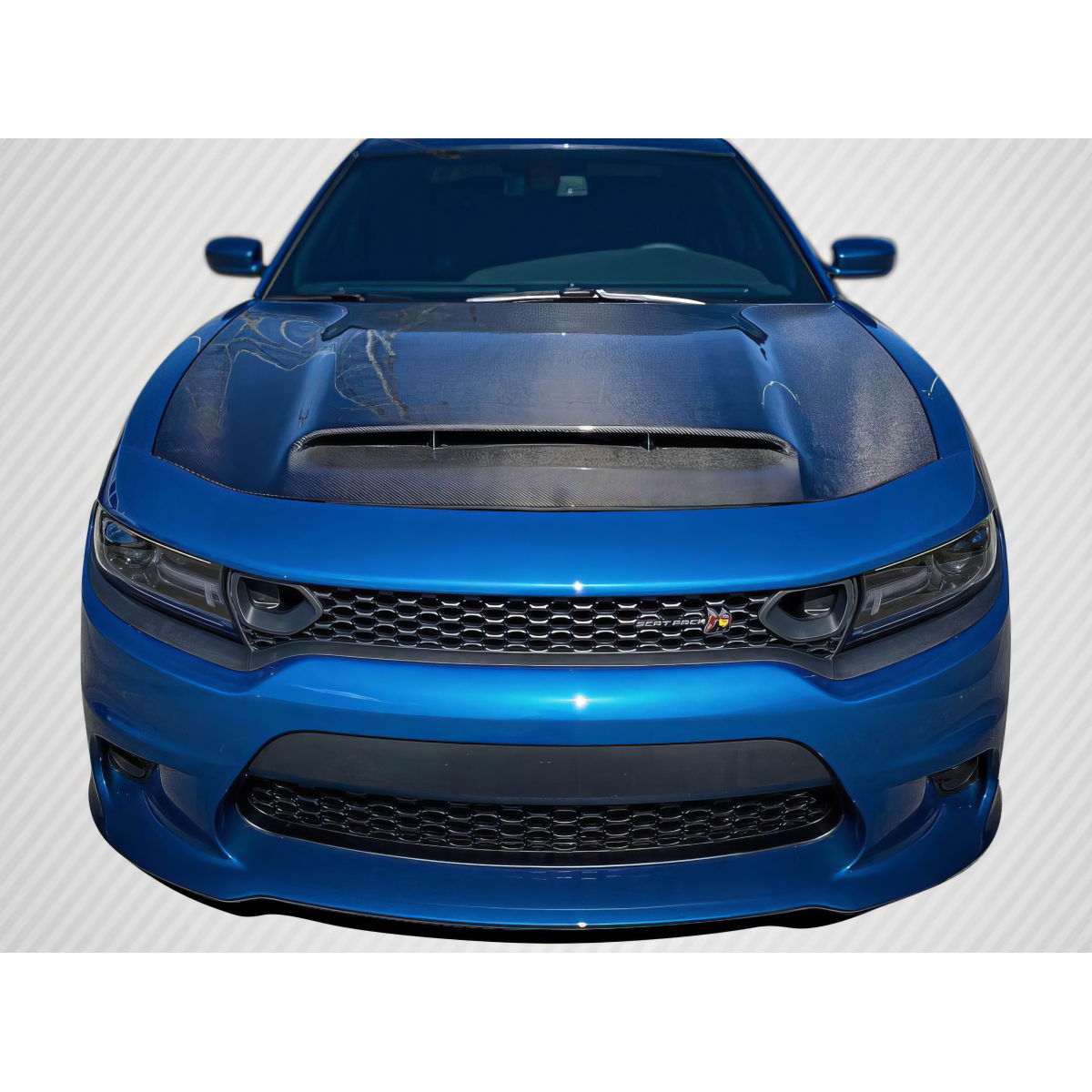 Modify your Dodge Charger 2015 with our Exterior/Hoods - Front view of the hood at eye level