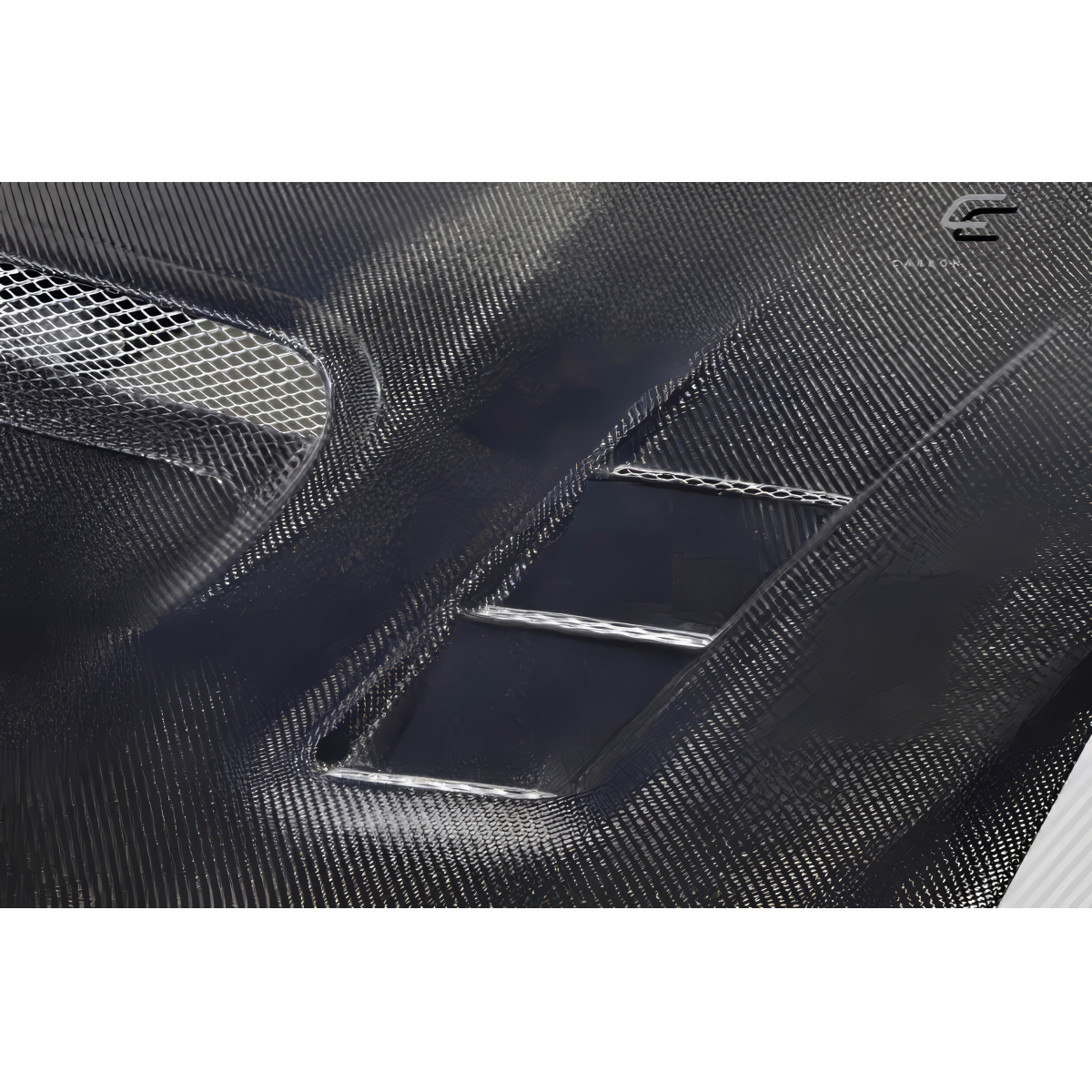 Modify your Subaru BRZ 2013 with our Exterior/Hoods - Angled close up view of a carbon fiber hood