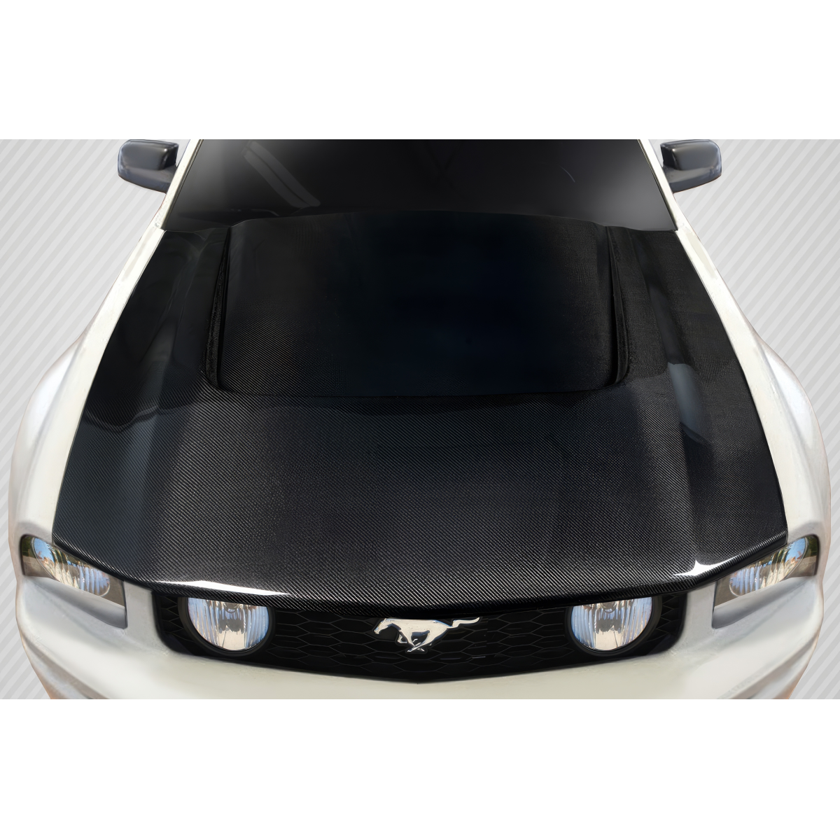 Modify your Ford Mustang 2005 with our Exterior/Hoods - View from the front of the vehicle