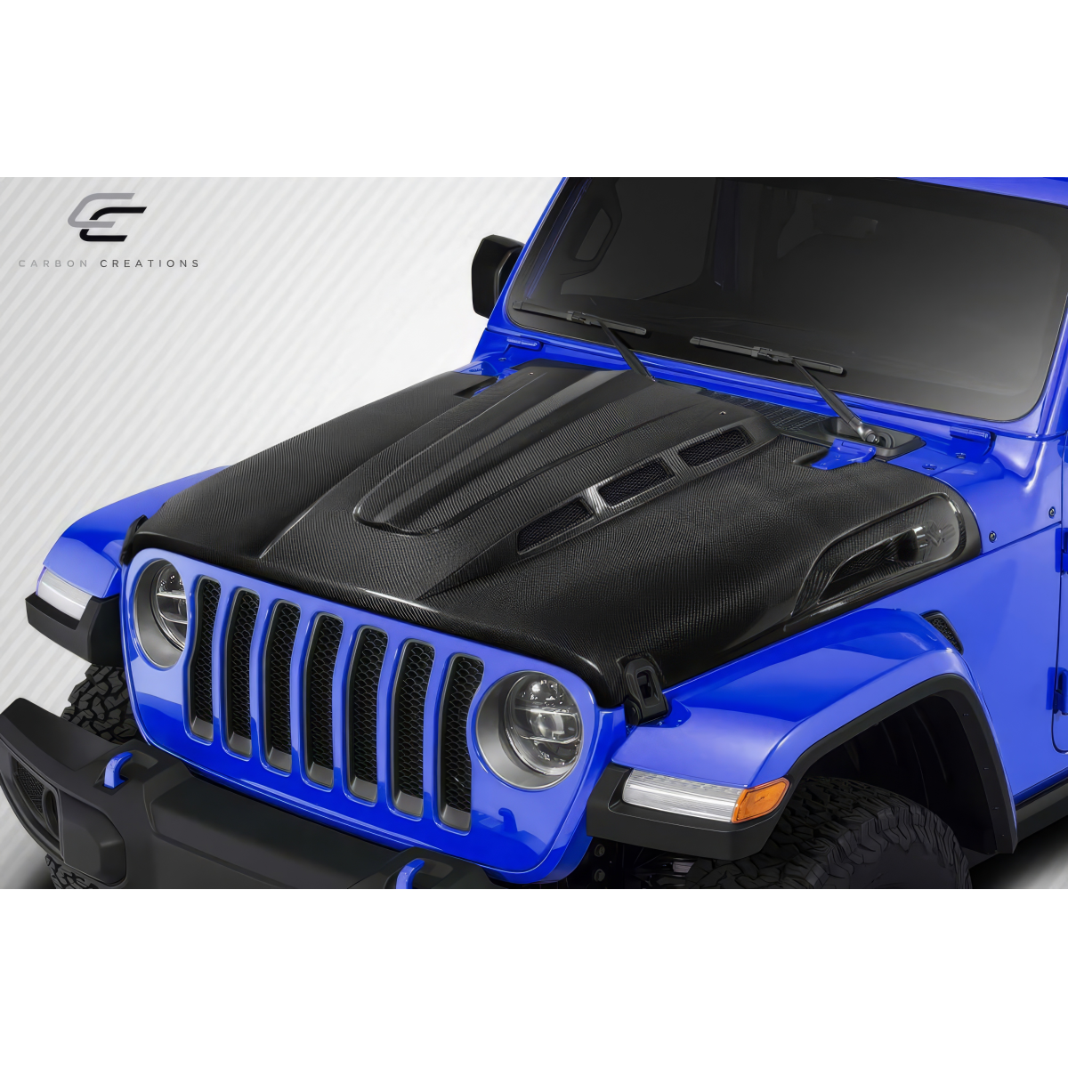 Modify your Jeep Wrangler 2007 with our Exterior/Hoods - Front angle view of the Jeep Wrangler hood