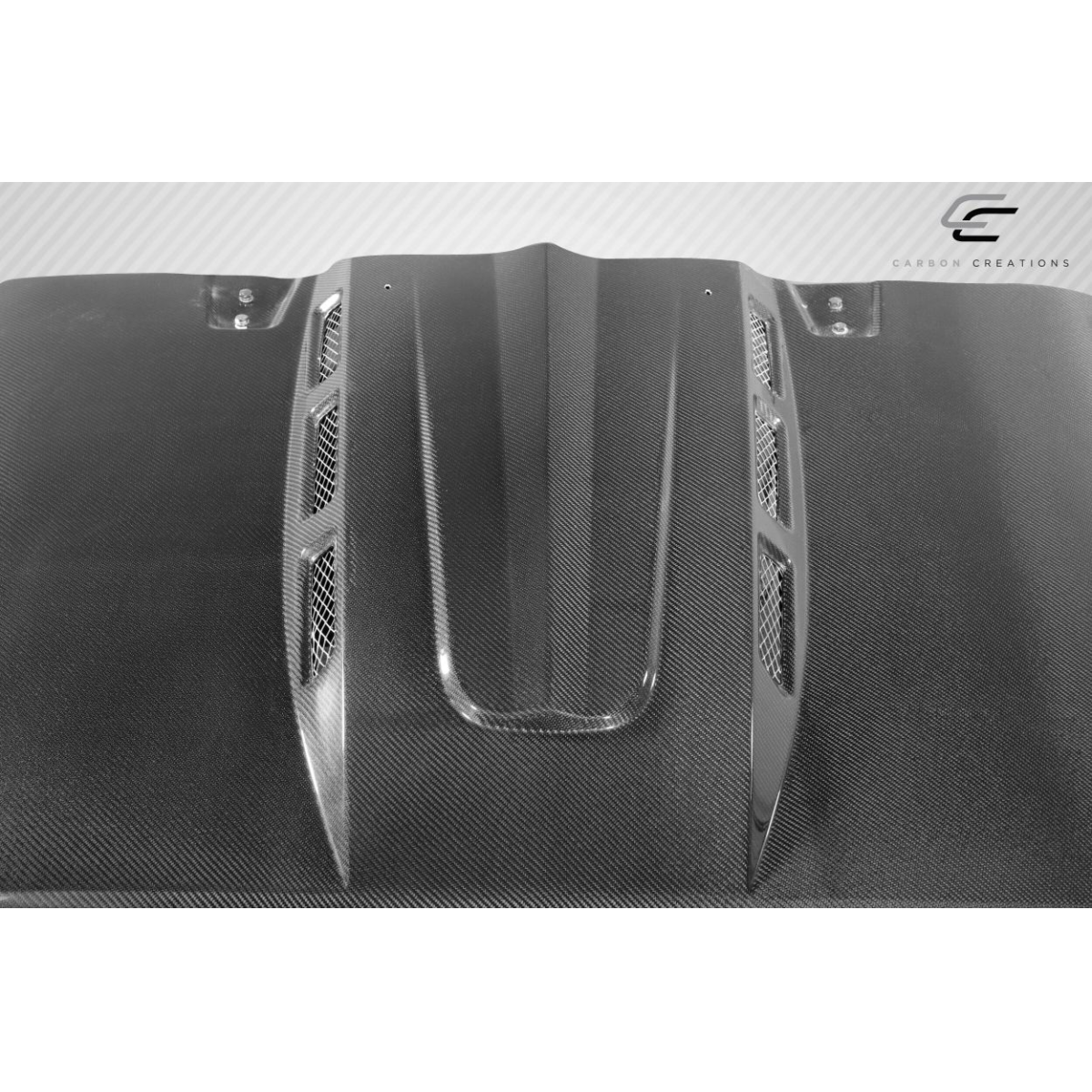 Modify your Jeep Wrangler 2007 with our Exterior/Hoods - Top down view of the hood at an overhead angle