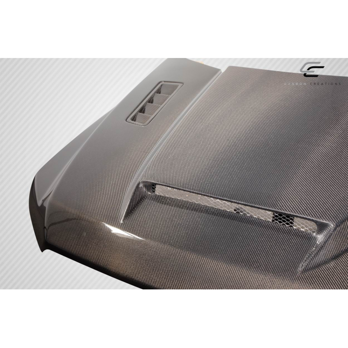 Modify your Ford F-150 2015 with our Exterior/Hoods - Part shown at an angled top down view