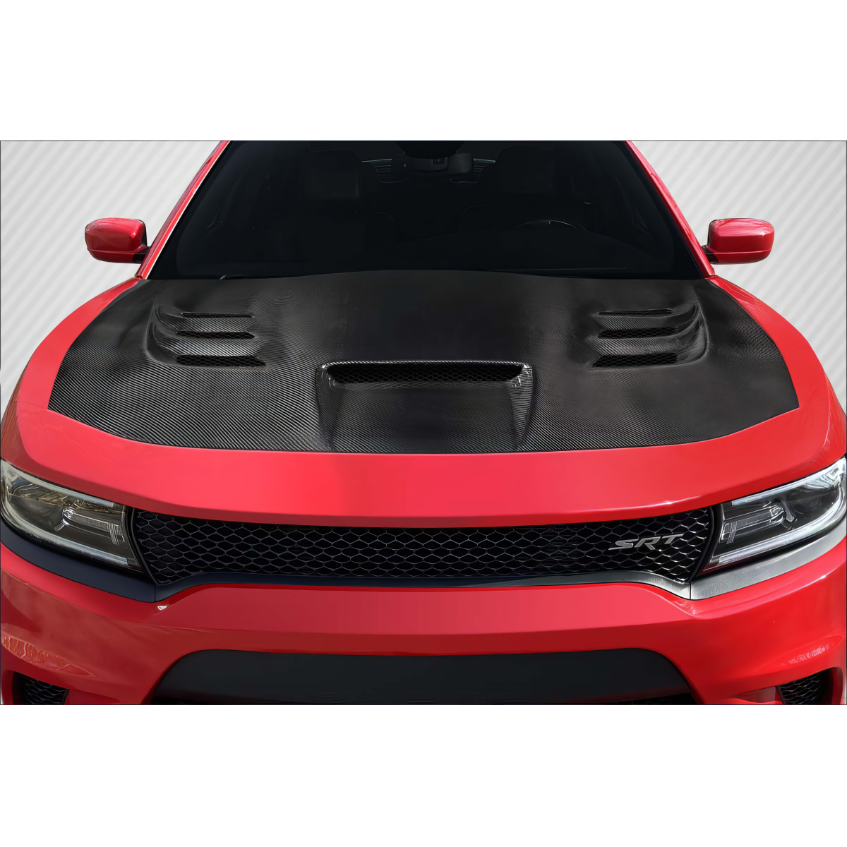 Modify your Dodge Charger 2015 with our Exterior/Hoods - Viewed from the front at a slight angle